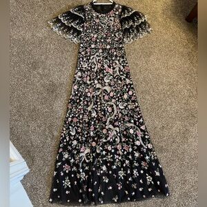 Needle & Thread Black Floral Maxi Dress